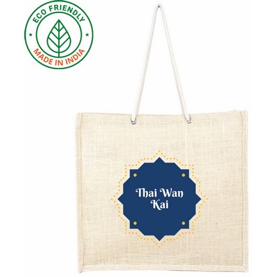 White Jute Bag Eco Friendly Farmers Market Tote