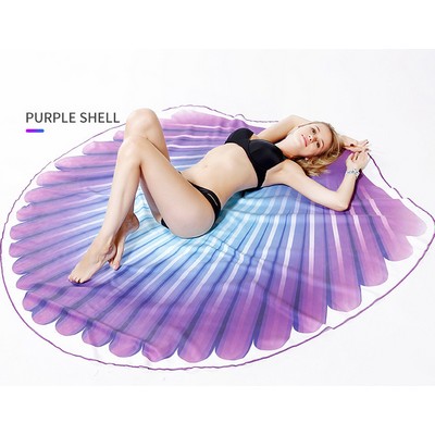 63 x 63 inch Purple Shell Shape Custom Shape Towel Soft Microfiber Beach Towels - One Side Printing