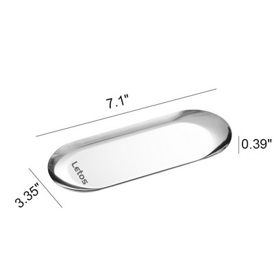 Small Silvery 430 Stainless Steel Oval Plate, Used As A Sausage Plate, A Snack And French Fries