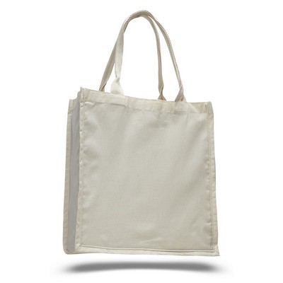 Fancy Natural 100% Cotton Tote Bag w/ Web Handles - Blank (15"x16"x6")