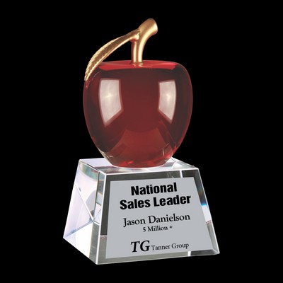 6" Red Crystal Apple with Clear Base