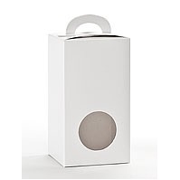 Vertical White Candy Tote Box w/Window (3½"x2"x5¼")