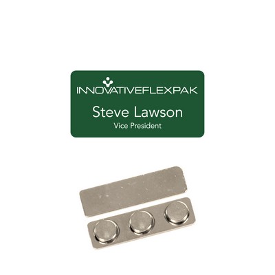Name Badge -Green Plastic- 1.5x3 laser engrave to white. No Minimum