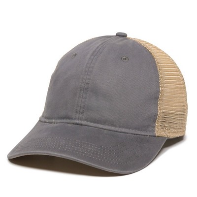 Outdoor Cap PWT-200M Premium Washed Twill With Tea Stained Mesh Back Hat with Leather Patch