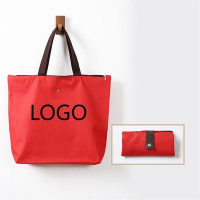 Foldable Oxford Shopping Bag W/ Snap Button