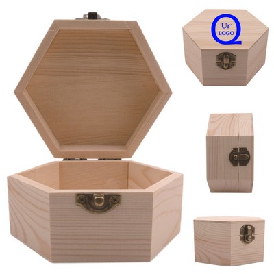 Wooden Hexagonal Storage Box