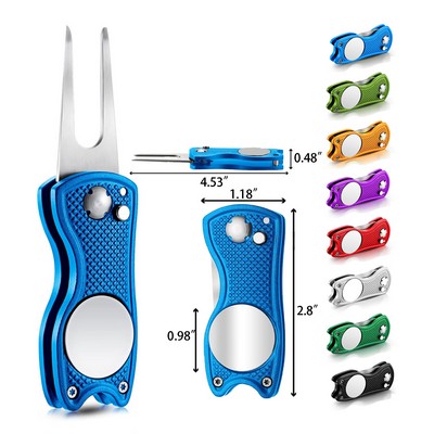 Golf Divot Repair Tool with Magnetic Button Ball Marker Divot Tool