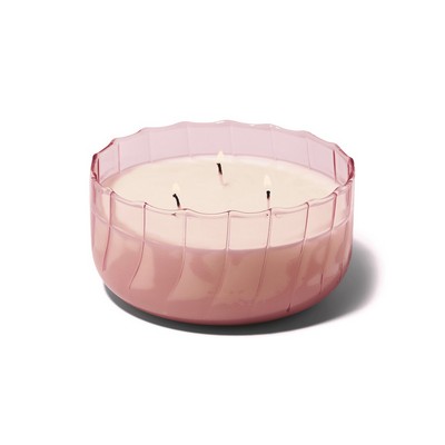 Ripple 12 Oz Transparent Pink Ribbed Borosilicate Glass - Desert Peach