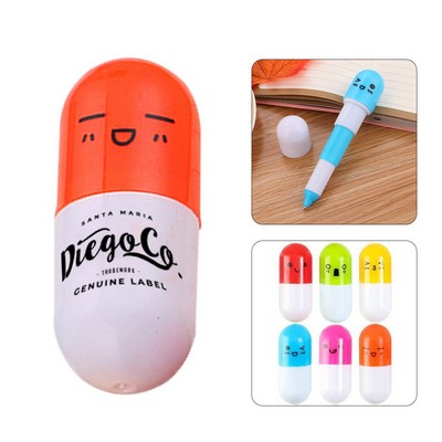 Plastic Pill-Shaped Ballpoint Pen