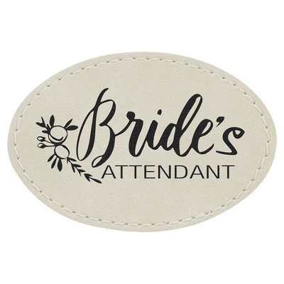 3" x 2" Oval White Leatherette Patch with Adhesive