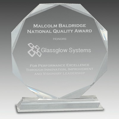 8" Clear Crystal Octagon on Clear Pedestal Base