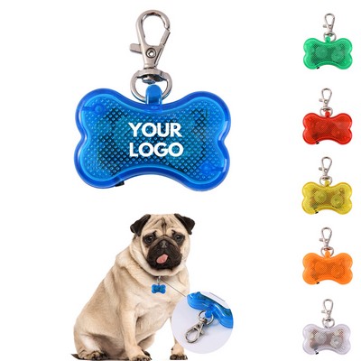 Pets LED Luminous Dog Bone Shaped Pendant Nighttime Warning Collar Light MOQ100PCS