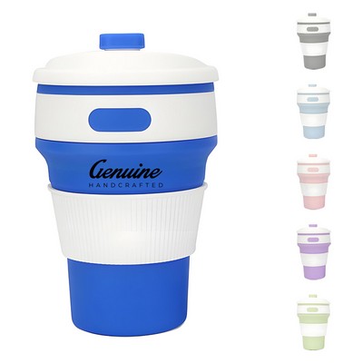 13.5 oz Portable Collapsible Silicone Travel Cup with Leak-Proof Feature