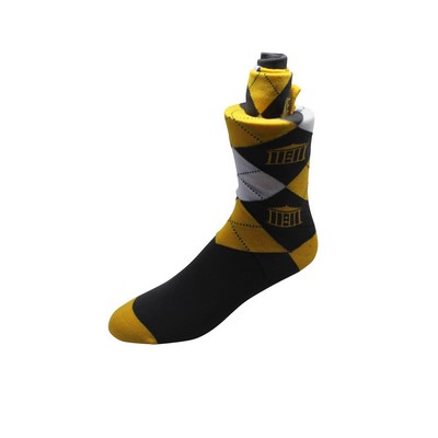Gray Gold Argyle With Logo