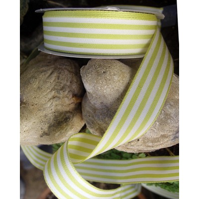 Striped Green Polyester Blend Ribbon