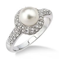 Jilco Inc. White Gold Diamond Wrapped Pearl Ring