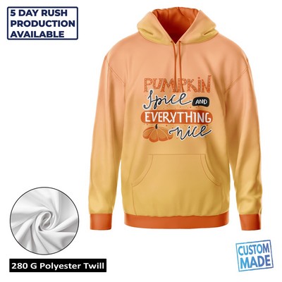 Unisex and Kids' Full Sublimation 280G Polyester Twill Hoodie with Kangaroo