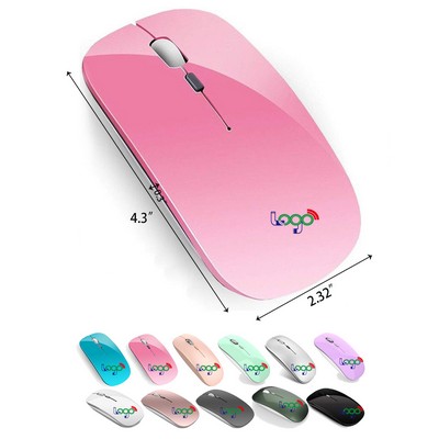 Slim Rechargeable 2.4G Portable Optical Silent Ultra Thin Wireless Computer Mouse with USB Receiver