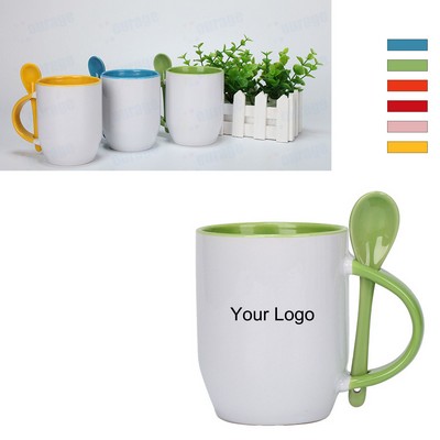11 Oz. Color-Inset Ceramic Spoon Mug
