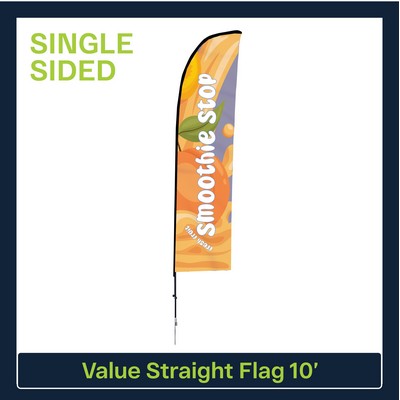 Value 10' Straight Flag - Single Sided w/Spike Base and Carry Bag