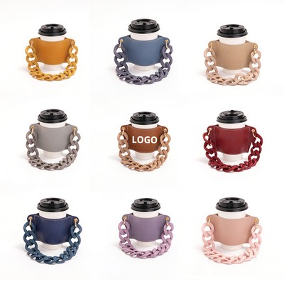 PU Leather Detachable Chain Cup Holder