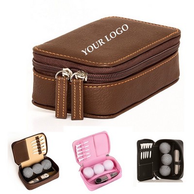 Mini Leather Golf Ball Case Pouch Organizer