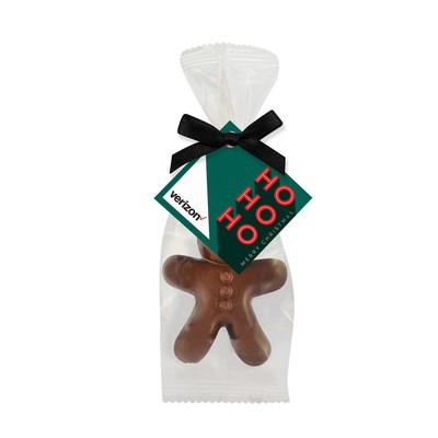 Belgian Chocolate Holiday Icons Favor Bag with Milk Chocolate Gingerbread Man
