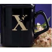 10 Oz. Flared Lip Black Ceramic Mug w/Ear Shaped Handle