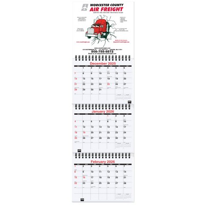 Small Three Month At A Glance Calendar (6" x 18 ¾")