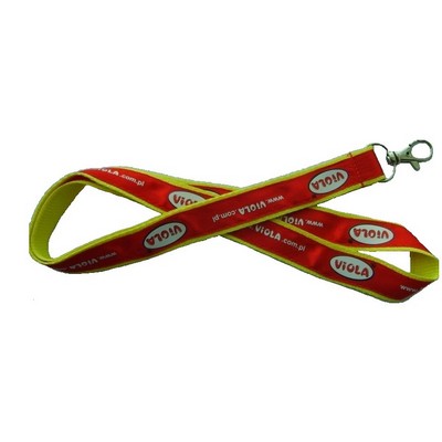 3/4" Wide Polyester Lanyard w/5/8" Silkscreened Satin Ribbon