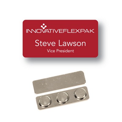 Name Badge -Red Plastic - 1.5x3 laser engrave to white. No Minimums
