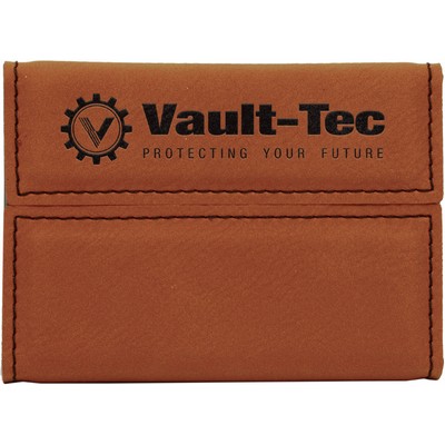 Business Card Holder, Rawhide Faux Leather, 3 3/4" x 2 3/4"
