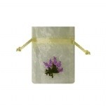 Lavender Flower Embroidered Satin Bag
