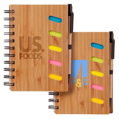 Bamboo Notebook w/Pen and Sticky Notes