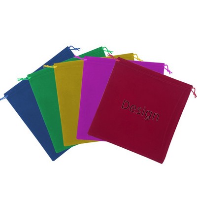 Full Color Pile Coating Drawstring Gift Bag/Velvet Pouch MOQ 100pcs