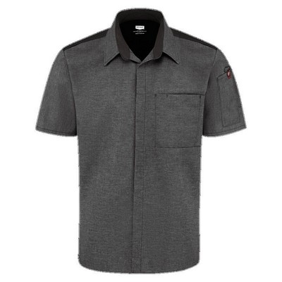 Red Kap™ Men's Short Sleeve Airflow Cook Shirt w/OilBlok - Charcoal Gray/Black