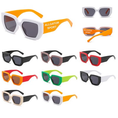 Retro Square Framed Sunglasses- One Color Imprint