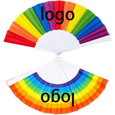 9" LGBT Pride Rainbow Folding Decorative Handheld Fan MOQ50PCS