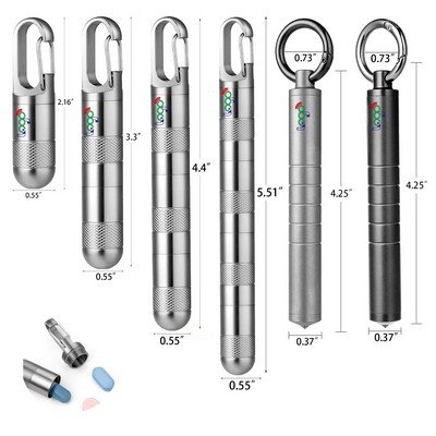 Small Titanium Pill Case Keychain Pill Holder Travel Pill Box Container Portable Pill Organizer