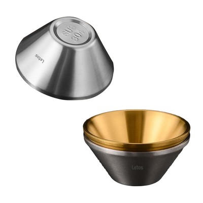 950ML 304 Silvery Stainless Steel Double-layered Anti-scalding Broad-brimmed Rice Hat Bowl