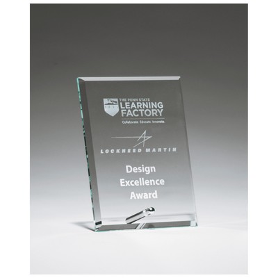 4" x 6" Clear Glass Award with Silver Plated Easel Post