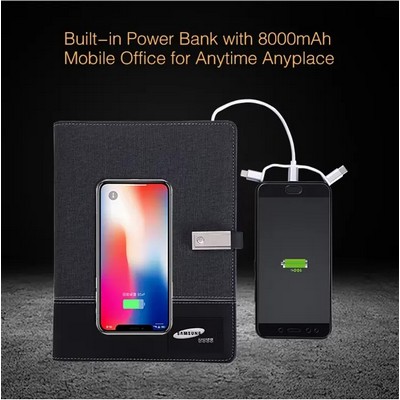 A5 Smart Notebook Wireless Charging Power Bank 8000mah with LED Light Logo