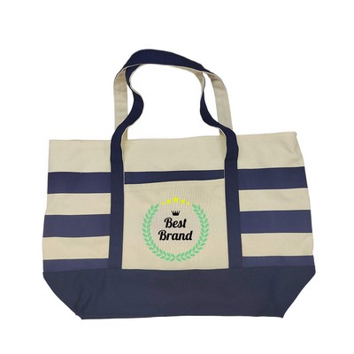 Heavy-Duty 18-Oz Cotton Zippered Tote Bag