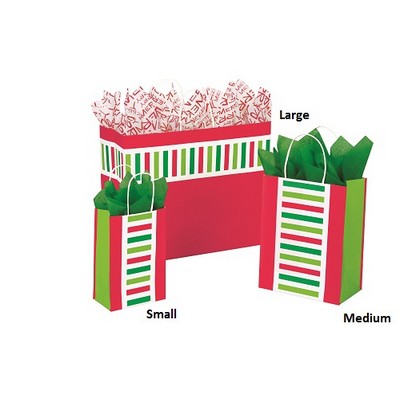 Medium Santa Stripe Kraft Bags