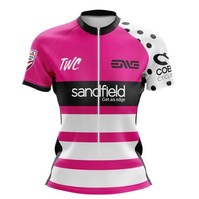 Fully Sublimated Women's 3/4 Zip Short Sleeve Cycling Jersey