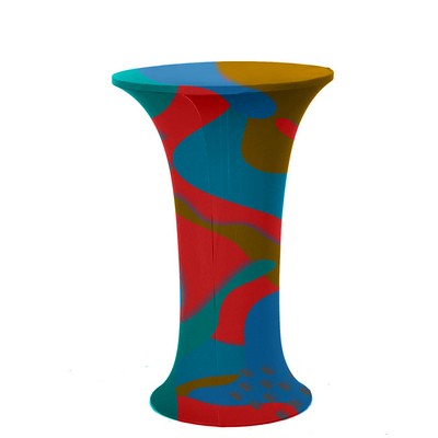 35 x 43 Inch Custom Printed Table Cover, Spandex Cocktail Table Cover With Round Bottom Plate