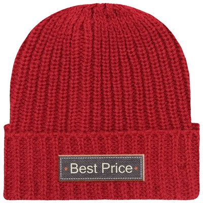 Chunky Ribbed Cuffed Beanie with Custom Logo - 100% Acrylic