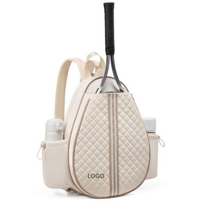 Quilted Sling Crossbody Backpack, Water Resistant Tennis Racket Bags for Women Men, Pickleball