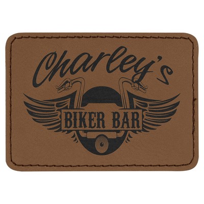Rectangle Dark Brown Leatherette Patch with Adhesive