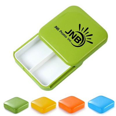 Square Sliding-Lid Dual-Compartment Travel Pill Box